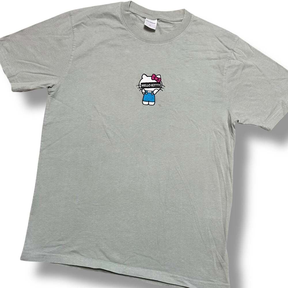 Hello Kitty Japanese Market Embroidered Sanrio Chest Graphic Censored Tee Sz L